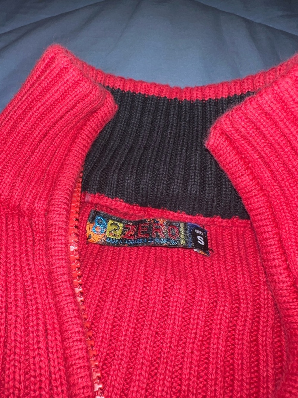 Red Quarter-Zip Ribbed Sweater - Picture 6 of 9